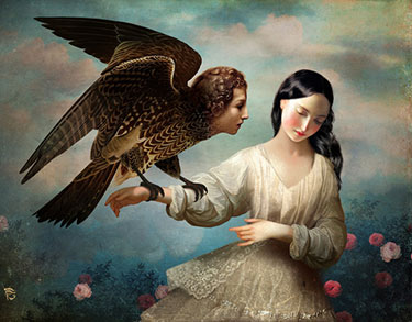 Vrouw met man/vogel